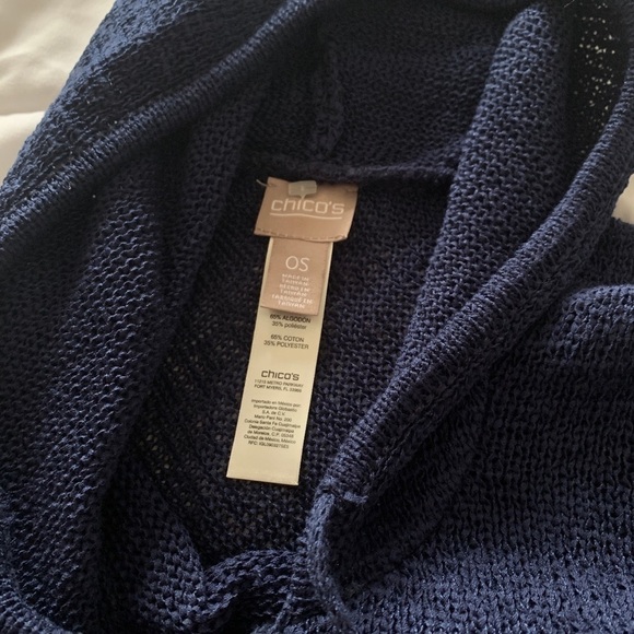 Navy Blue Beautiful Chico’s Cape Poncho Hoodie | Light and Stylish - Picture 3 of 3